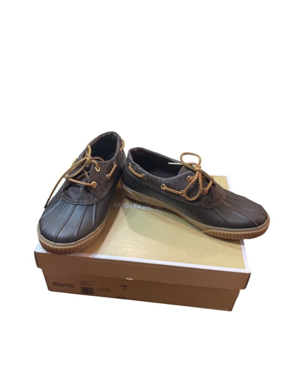 Michael Kors wms brown rubber Hyde lace up boat casual shoes sz 7M SKU 10-396